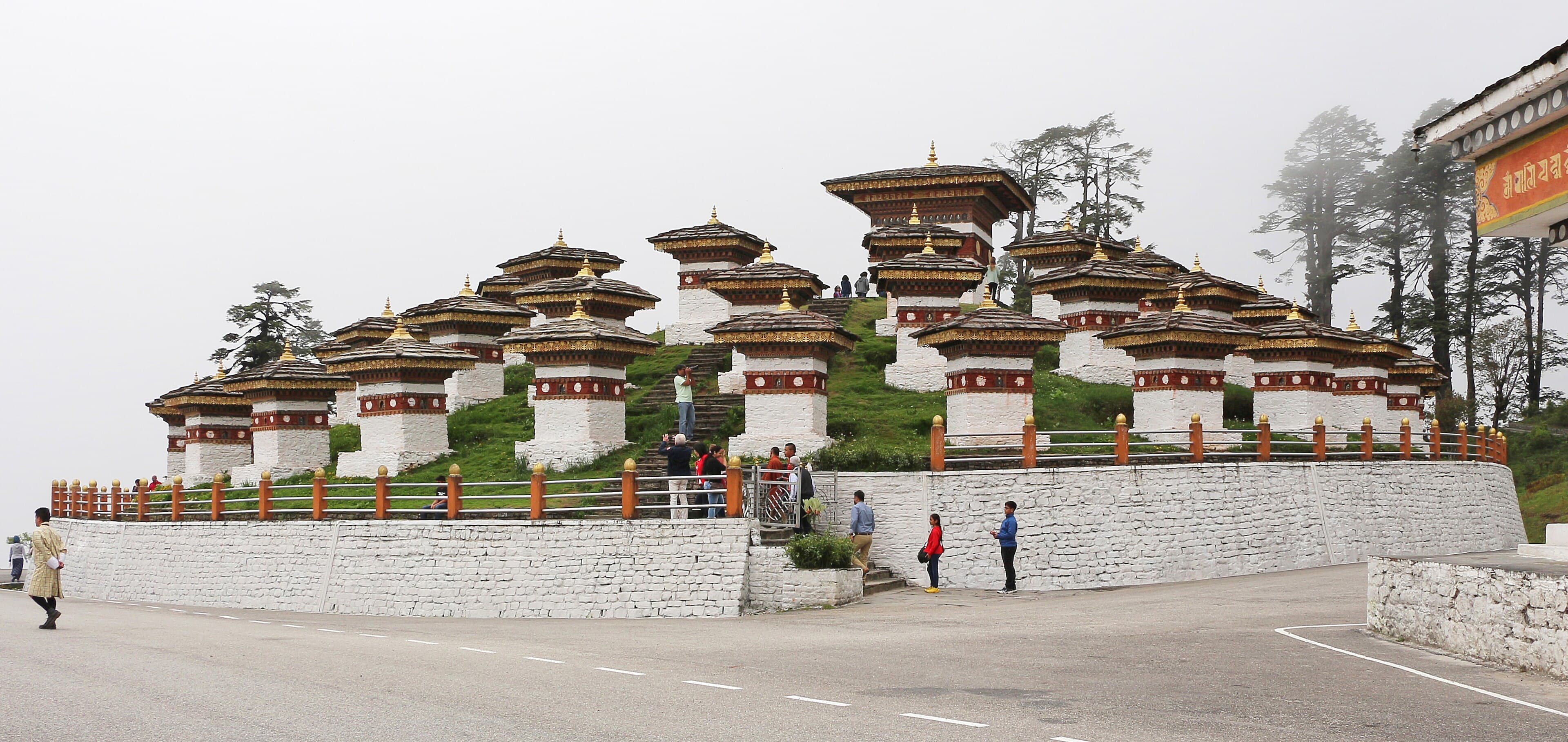 The 108 Druk Wangyal chortens on Dochula pass, Bhutan